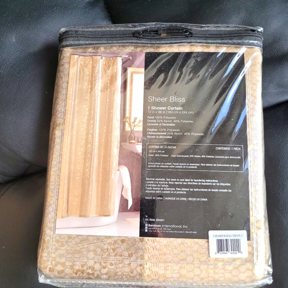 Metallic, Gold Outer Fabric Shower Curtain